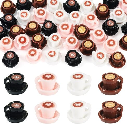 Cheriswelry 24Pcs Mini Coffee Cups Resin Coffee Miniature Ornaments Drink Tableware Dollhouse Accessories 14x23mm for Kitchen Play Party Garden Tableware Decorations in Saudi Arabia