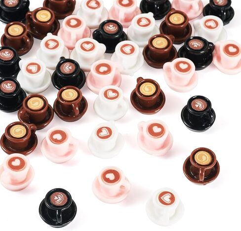 Cheriswelry 24Pcs Mini Coffee Cups Resin Coffee Miniature Ornaments Drink Tableware Dollhouse Accessories 14x23mm for Kitchen Play Party Garden Tableware Decorations in Saudi Arabia