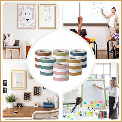 Taobary 6 Rolls 196.8 FT ملون خطوط النشرة الحدود مخطط مخطط مستقيم الحدود الحدود الحدود متعددة الألوان لألواد الحدود لخط قوس قزح Bulletin لزخارف الحفلات (لون الباستيل) in Saudi Arabia