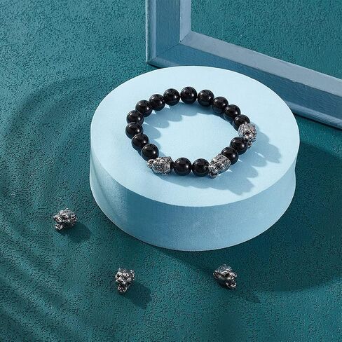 UNICRAFTALE 6pcs 12mm Lion Head Beads Stainless Steel Loose Beads 1.2mm Hole Bead Findings Antique Silver Animal Head Bead for DIY Bracelets Necklaces Jewelry Making in Saudi Arabia