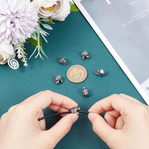 UNICRAFTALE 6pcs 12mm Lion Head Beads Stainless Steel Loose Beads 1.2mm Hole Bead Findings Antique Silver Animal Head Bead for DIY Bracelets Necklaces Jewelry Making in Saudi Arabia