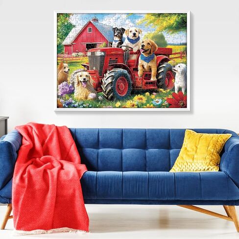 2-Pack 300 Pieces Puzzles for Kids, Farm Dog Puzzles 300 Pieces Spring Flowers Birds Jigsaw Puzzle for Adults, Large Piece Puzzle, Puzzle Toys for Boys and Girls, Family Activity Game Nights Gifts in Kuwait