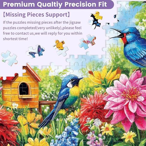 2-Pack 300 Pieces Puzzles for Kids, Farm Dog Puzzles 300 Pieces Spring Flowers Birds Jigsaw Puzzle for Adults, Large Piece Puzzle, Puzzle Toys for Boys and Girls, Family Activity Game Nights Gifts in Kuwait