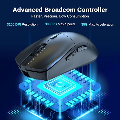 ماوس ألعاب Redragon، 44G فائق الخفة 8K معدل اقتراع 26000 نقطة في البوصة، أزرار كاملة قابلة للبرمجة، يدعم البرنامج روابط المفاتيح DIY وDPI قابلة للتعديل، M815 in Saudi Arabia