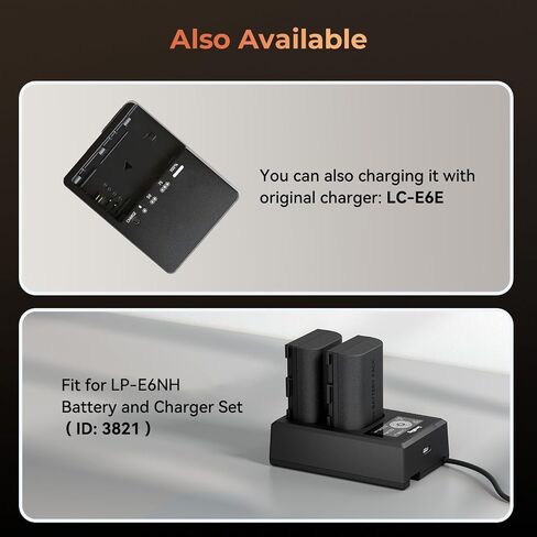 بطارية SMALLRIG LP-E6NH بقدرة 2400 مللي أمبير في الساعة USB-C لكاميرات Canon R5 وR6 وR7 و2.5H بطارية مشحونة بالكامل لكاميرات Canon R6 Mark II وR وR5 C و5D II/III/IV و6D و6D II و7D و7D II , 60Da, 70D, 80D, 90D, برتقالي - 4968 in Saudi Arabia