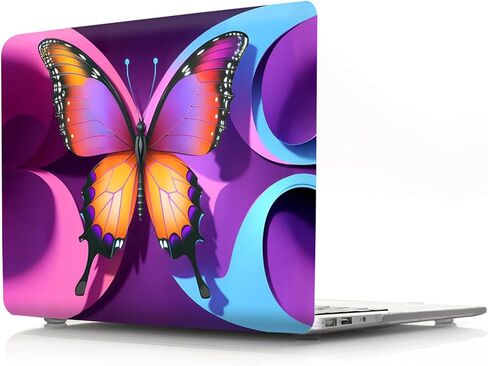 IVY Colored Butterfly Design Case for MacBook Air 13 inch with M3 Chip A3113 M2 A2681 with Keyboard Cover - G in Saudi Arabia