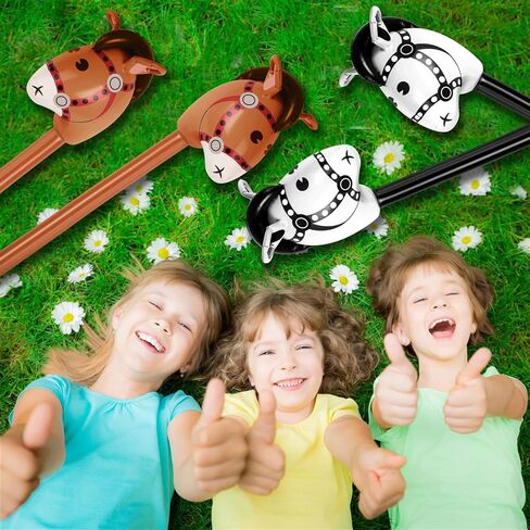 12pcs حصان بالون قابلة للنفخ ، عصا رأس الحصان لتوريد ديكور منزل عيد ميلاد (أسود ، بني) in Saudi Arabia