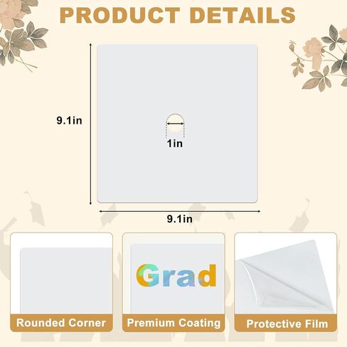 4 PCS Sublimation Blanks for Graduation Cap Grad Decorations Premium Metal Wrudweight Cap Blanks Graduation 2025 GIFTS Accessories 9.1 "x 9.1" in Saudi Arabia