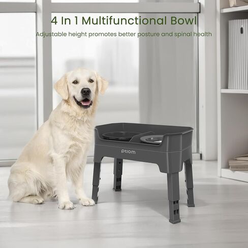 3-in-1 Elevated Dog Bowls Mess Proof Raised Slow Feeder Dog Bowls, 4 Height Adjustable Dog Bowl Stand Licking Plate with 2 56oz Stainless Steel Dog Food Bowls for Small Medium Large Dogs Pets in Saudi Arabia