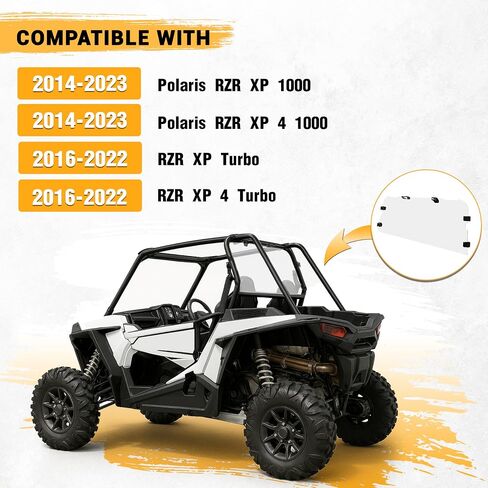 زجاج أمامي خلفي ملون من ECOTRIC متوافق مع 2014+ Polaris RZR XP 1000 XP 4 1000 2016-2022 RZR XP TURBO XP 4 TURBO الزجاج الأمامي الداكن سهل التركيب in Saudi Arabia