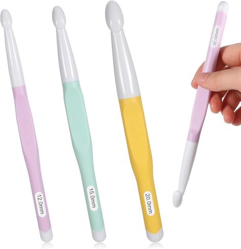 كروشيه كبير الحجم مع مقبض Ergonomiv ، 12 مم 15 ملم مقبض مطاط طويل المقبض الكروشيه خطاف الكروشيه ، حاكمة السنانير الكروشيه العملاقة للخيوط المكتنزة ، وشاح ، ديي ، منتجات الصوف in Saudi Arabia