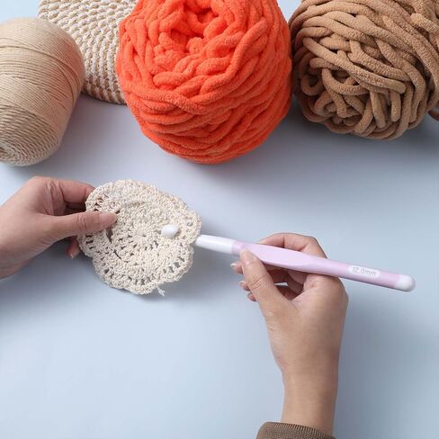 كروشيه كبير الحجم مع مقبض Ergonomiv ، 12 مم 15 ملم مقبض مطاط طويل المقبض الكروشيه خطاف الكروشيه ، حاكمة السنانير الكروشيه العملاقة للخيوط المكتنزة ، وشاح ، ديي ، منتجات الصوف in Saudi Arabia