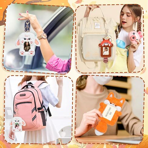 NEWEST Cute Plush Kpop Photocard Holder with Keychain, Soft Fuzzy Bunny ID Badge Holder Card Cover in Kuwait