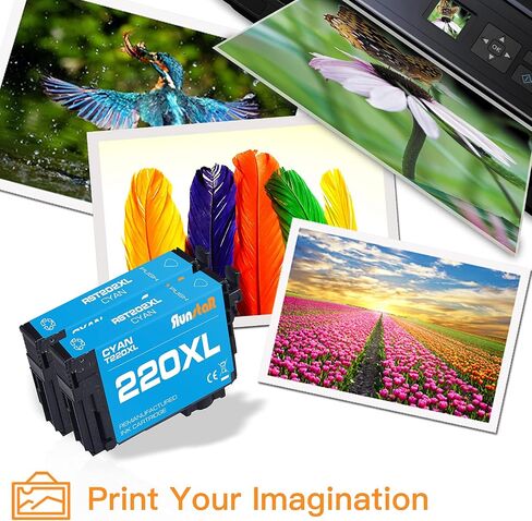 Run Star 2 Pack 220XL Cyan Remanufactured Ink Cartridge Replacement for Epson 220XL T220XL use for Epson Workforce WF-2760 2750 2660 2650 2630 Expression Home XP-320 420 424 Printer (2 Cyan) in Saudi Arabia