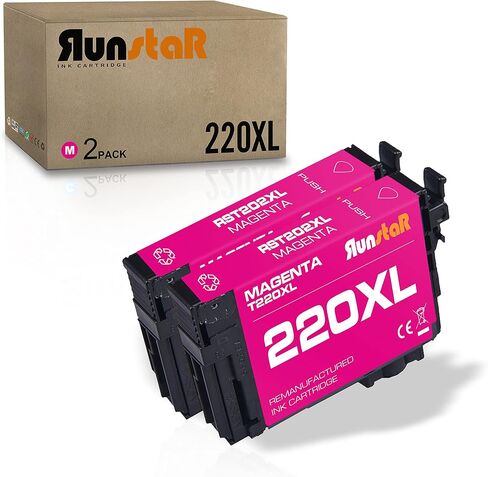 Run Star 2 Pack 220XL Cyan Remanufactured Ink Cartridge Replacement for Epson 220XL T220XL use for Epson Workforce WF-2760 2750 2660 2650 2630 Expression Home XP-320 420 424 Printer (2 Cyan) in Saudi Arabia