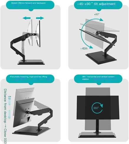 17-24-30-32-inch Monitor Desktop Punch-Free Suspended air Pressure arm Freely Adjustable Height Bracket(White and Black) in Saudi Arabia