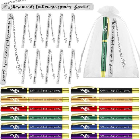 15 Sets Back to School Gifts for Students Bulk Musical Ballpoint Pens Music Inspirational Metal Bookmarks with Bags First Day of School Gift Bulk for Musician Lover Teacher in Saudi Arabia