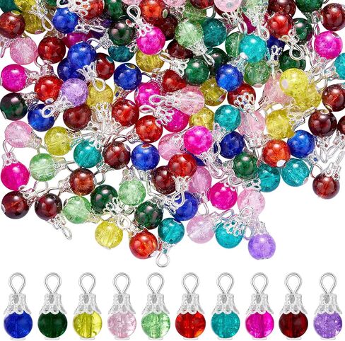 100/200Pcs Crystal Dangle Charms for Jewelry Making Bulk Small Cute Charms Transparent Glass Beads Pendants with Silver Gold Caps for Earring Necklace Bracelet DIY Supplies in Saudi Arabia