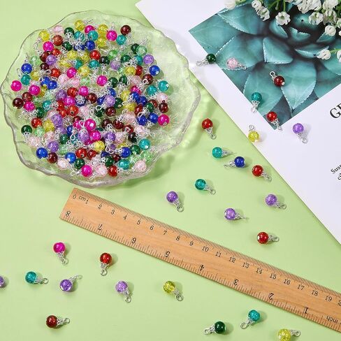 100/200Pcs Crystal Dangle Charms for Jewelry Making Bulk Small Cute Charms Transparent Glass Beads Pendants with Silver Gold Caps for Earring Necklace Bracelet DIY Supplies in Saudi Arabia