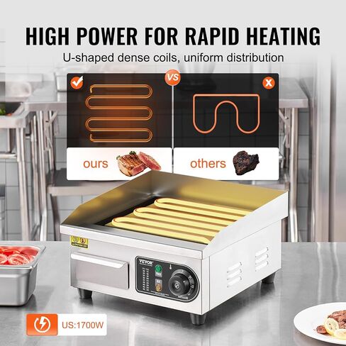 VEVOR Commercial Electric Griddle, 2800W Countertop Half-Flat Top Grill, 122℉-572℉ Adjustable Temp, 28.74x15.75x0.39in Stainless Steel Griddle Grill with 2 Shovels and 2 Brushes for Home or Restaurant in Saudi Arabia