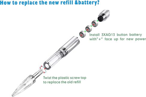 Penyeah Pen Light - LED Pen with Light, Light Up Penlight for Night Writing Ballpoint Pen for Night Writer - Replacement Refills Accessorries Included-2 PK -White Light in Kuwait