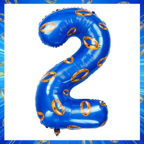 Number 40 Inch Blue and Gold Ring Balloon Birthday Number Decoration Aluminum Film Balloon Suitable for Boys and Girls Blue Theme Party Cartoon Party Decoration Supplies (6)