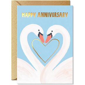 Sweetzer & Orange Elegant Gold Foil Anniversary Card – 5"x7 Premium Thick Cardstock with Gold Kraft Envelope & Sealing Sticker – Romantic Greeting Card for Wedding Anniversary Husband Wife or Couple