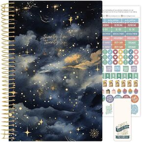 bloom daily planners 2025-2026 Academic Year Daily Planner (July 2025 - July 2026) - A5 Weekly & Monthly Calendar Agenda Organizer Book with Stickers - 5.5" x 8.25" - Midnight Sky