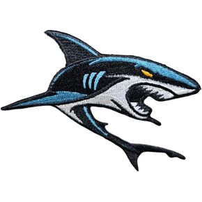 3.5" Embroidered Shark Iron On Patch | Decorative Tactical Sea Creatures Shark Applique Iron On/Sew On Patches for Clothing, Hats, Backpacks, Clothes, Jacket, Boys
