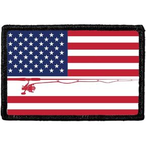 US Flag - Fishing - Color Morale Patch | Hook and Loop Attach for Hats, Jeans, Vest, Coat | 2x3 in | by Pull Patch