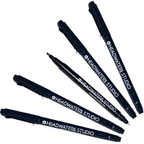 Black Dual Tip Markers - Ultra Fine & Fine Point Pens, Set of 5