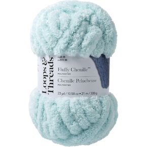 Fluffy Chenille Yarn by Loops & Threads - Yarn for Knitting, Crochet, Weaving, and Arts & Crafts - White, Polyester, 10.58 oz