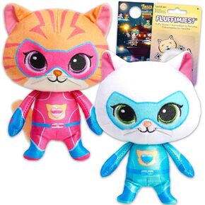 Disney Super Kitties Plush Toy Set - 2 Pack Bundle with 6" Plushies for Kids, Girls Featuring Bitsy and Ginny Plus Stickers, More | Disney Super Kitties Dolls Plush
