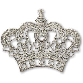 Silver Royal Crown Imperial Queen Princess Luxury Symbol Embroidered Sew on Iron on Patch Applique for Clothing Vasts Jackets