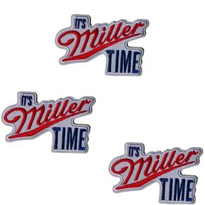 إنه Miller Time Patch Iron on Sew على بقع مطرزة لقمصان سترة الجينز على ظهر حقيبة الظهر تزيين DIY Craft 3.5 * 2.2in (3 أجهزة كمبيوتر)