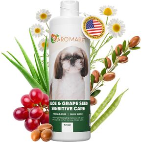 Aloe & Grape Seed Sensitive Care Dog Shampoo - Deodorizing Dog Shampoo with Chamomile, Argan Oil - Great for Shih Tzu, Long Hair & Sensitive Skin - Gentle, Hypoallergenic Tangle-Free.