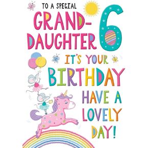 Regal Publishing Juvenile Birthday Card Age 6 Granddaughter - 9 x 6 inches -