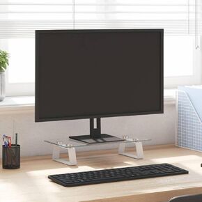 Elegant Monitor Stand for Improved Comfort, Durable Glass & Metal Design, 15.7" x 7.9" x 3.1"