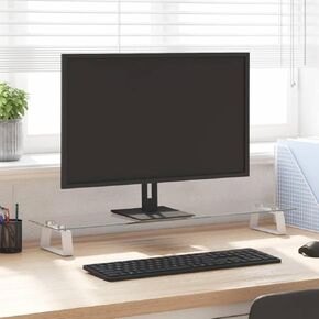 Enhance Comfort with Monitor Stand, Ergonomic Design, Tempered Glass and Metal, 31.5-Inch White
