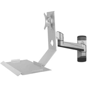 Monitor Stand Single Arm Silver Color Monitor Stand with Plain Tray Stand Foldable 90° Single Screen Stand Adjustable Arms