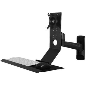 Monitor Stand Single Arm with Regular Keyboard Tray Non-Folding Black Single Screen Stand Adjustable Arms