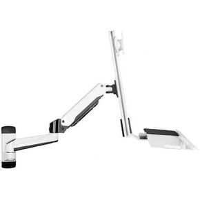 Monitor Stand Dual Section Arm Single Screen with Engineered Tray Wall Mount Monitor Stand for 15-27 Inch Screens Adjustable Arms