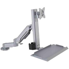 Monitor Stand Silver Dual Arm Table Style Monitor Stand with A Standard Tray That Can Rotate Adjustable Arms