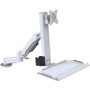 Monitor Stand White Dual Arm Table Style Monitor Stand with A Regular Tray That Can Rotate and Support Up to 25kg Adjustable Arms