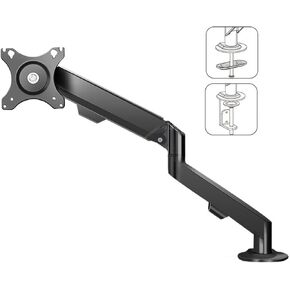 Monitor Stand Single Monitor Mount, Single Monitor Arm Desk Mount, Fully Adjustable Gas Spring Monitor Arm Fits 17-30" Flat/Curved Monitors Within 19.8 lbs Adjustable Arms(Black)