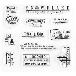 Winter Vintage Small Clear Stamps 4x4 inch by Wintertime Crafts for Scrapbooking and Art Journals