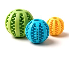 Interactive Pet Toy Balls,Treat Dispensing Ball for Dogs, Dog Balls for Training/Playing/Chewing, Dog Balls for Teeth Cleaning & Massage, Pack of 3 Assorted Colours,3inch/2.5inch/2 inch