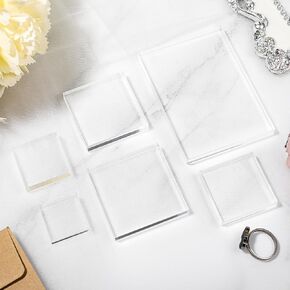 6 Pcs Acrylic Blocks Acrylic Styling Photography Block Wedding Flat Lay Props Clear Stamping Tools Set Decorative Display Stamp Cube Blocks for Grip Scrapbooking Craft Making DIY Stamping Tool