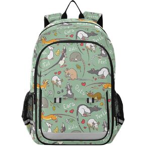 Cute Rat Cartoon Backpack Girls Boys Elementary School Bags Bookbags Laptop Backpack Travel Daypack Safe Reflective Stripes