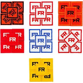 10 Pieces FR Warning Iron-On Embroidered Patches for Jeens, Hats, Jackets & Bags - Orange Safety Caution Labels, DIY Clothing Decoration